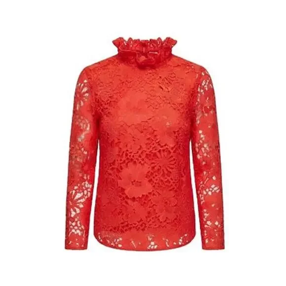 TUCKERNUCK Red Guipure Lace Faye Blouse Size XS NWT Retail $248 Tuckernuck - Picture 8 of 8